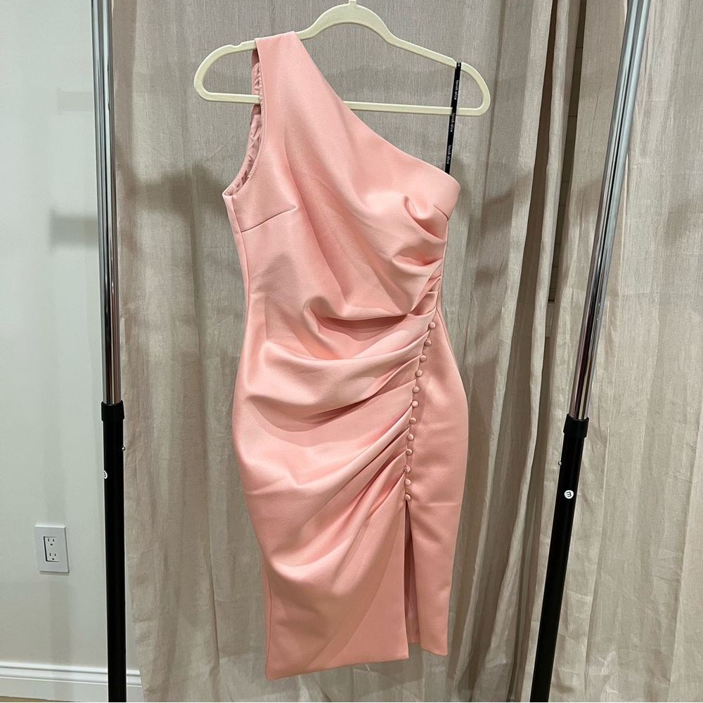 Lavish Alice Blush One-Shoulder Dress